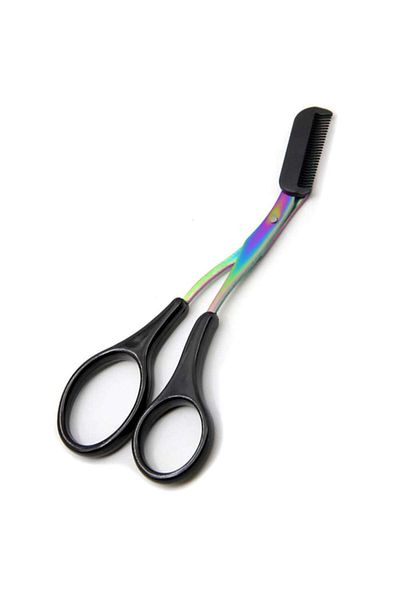 Sprise Stainless steel eyebrow scissors with comb, black
