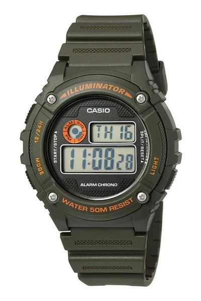 Casio ساعة كاسيو الرقمية للرجال بمينا رمادي - W-216H-3BVDF