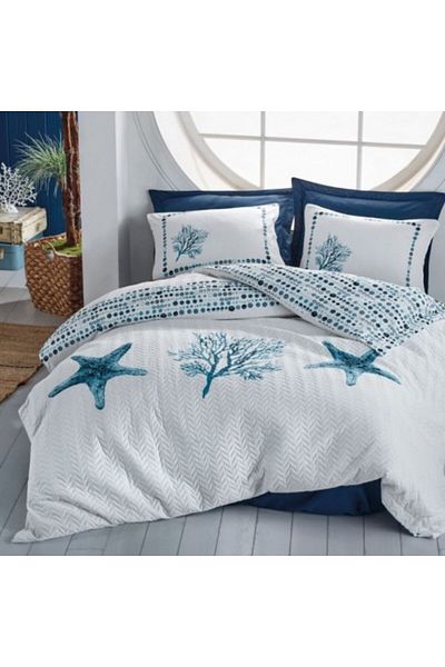 Cotton Box 4-season bedding set, 100% cotton ranforce, 1 person, Star Dark Blue
