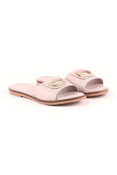 Mammamia 1370 Genuine Leather Women's Slippers - Comfortable Flat Heels, Stylish & Comfortable Design