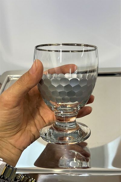 DECOSTYLE Lav Alara Honeycomb Silver Decorated Hand-Carved 290 Cc Soft Drink, Water, Ice Cream Cup Bar 6 Li