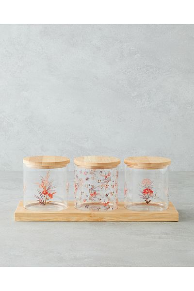 English Home Malory Glass 4 Piece Spice Jar 350 ml Transparent