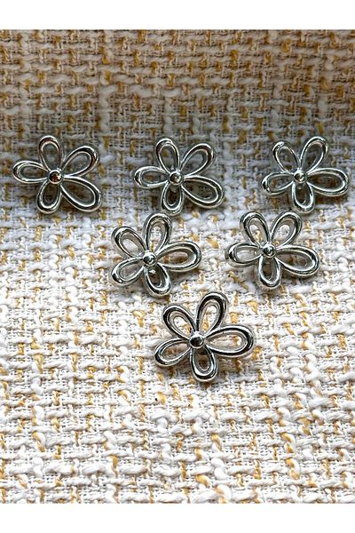 ODDA TASARIM ATÖLYESİ Silver Color 6-K Button Set with Bow Model(2cm)