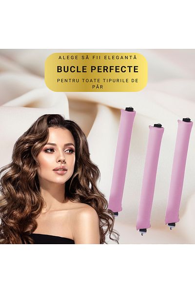 OEM Set of 3 heatless curling irons, made of velvety foam, natural curls, suitable for any hair type