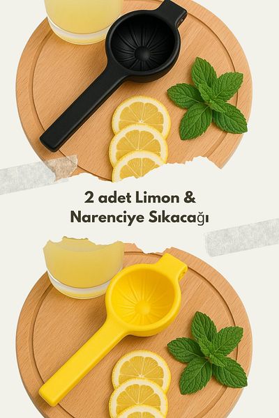hemlife 2 Pieces Metal Stainless Lemon and Citrus Juicer Patterned Lemon Orange Juicer Black - Yellow