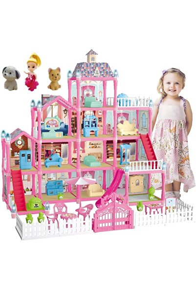 Smart Vibe Casă de păpuși SmartVibe cu lumini LED și 285 de piese, 4 etaje, 12 camere, mobilier detașabil și accesorii