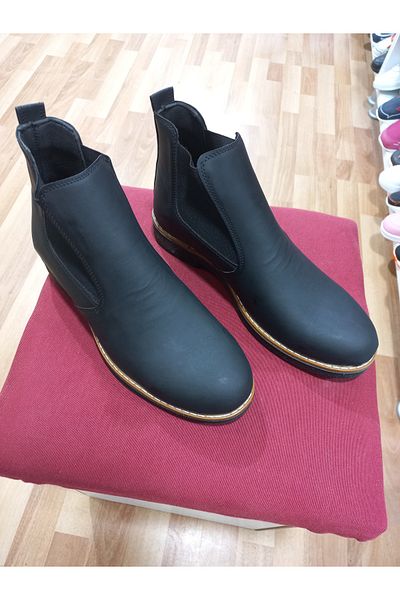 emin kundura Μαύρες άνετες ελαστικές ανδρικές μπότες Nubuck