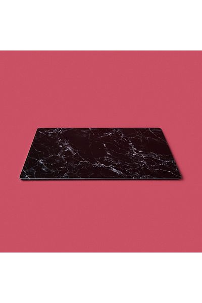 Saban Marble Patterned Glass Cutting Board - Black - 30X40 cm