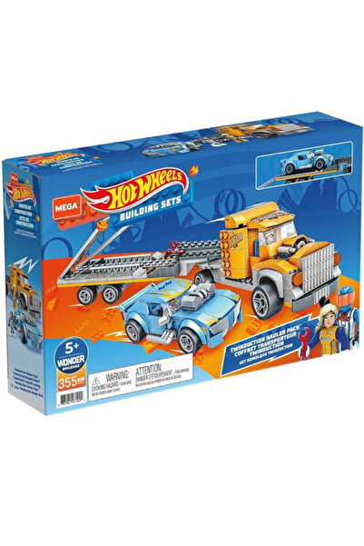 MEGA Mega Construx Construction Set, Hot Wheels Truck Trailer and Car, 355 Pieces