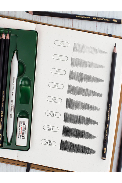 GLANCE Pitt Graphite Matte Pencils 10B, 8B, 6B, 4B, 2B, Hb Set of 6