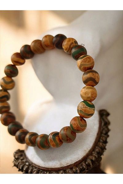 ms denis Green Tibetan Agate (Evil Eye Protection) Authentic Bracelet