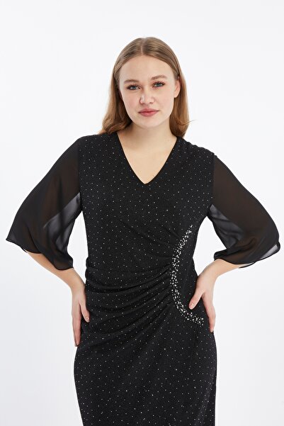 Veger BEL AKSEASUARLI BÜYÜK BEDEN ELBİSE