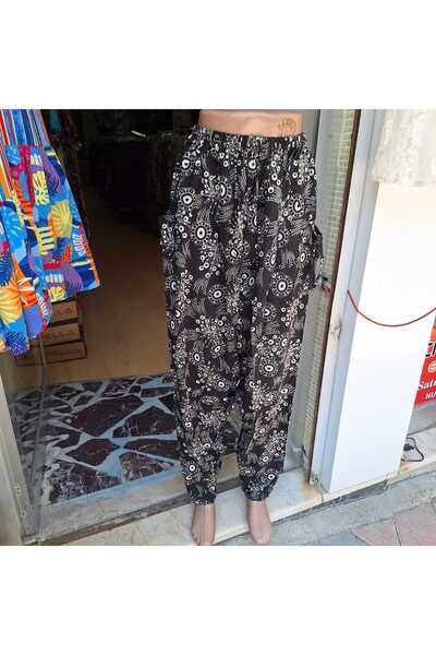 NUR TEKSTİL kadın desenli dar kesim pamuklu viskon beli lastikli tunceli elaz...