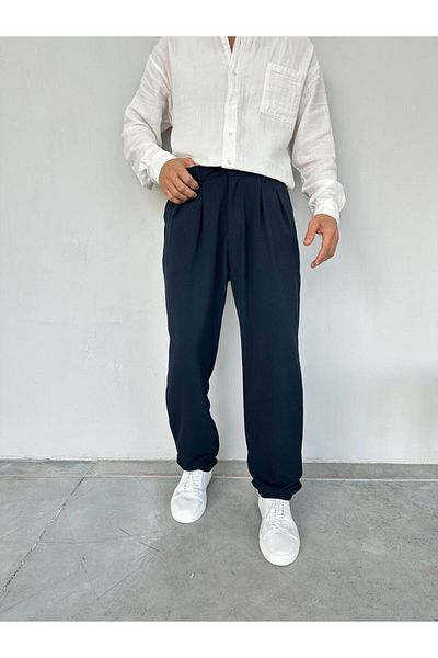TÜZeMEN Men's Baggy Pleated Jogger Fabric Pants