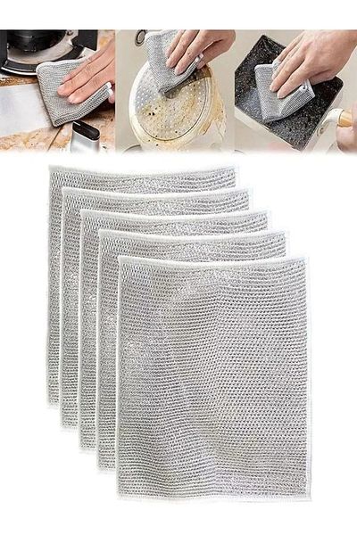 ARVALE 6Pcs Wire Cleaning Cloth Dirt Degreaser Sink Kitchen Dish Cleaning Sponge Cloth