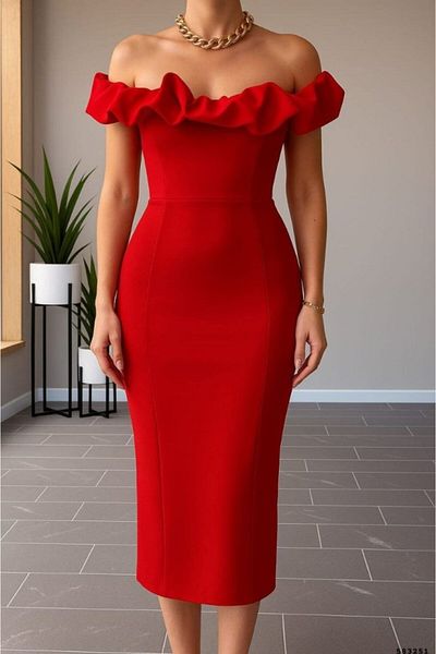 TUA MODA Tua Moda Women's Madonna Collar Scuba Dress with Clipp Detail