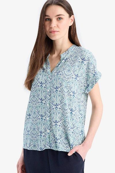 DeFacto New Season Regular Fit Apache Collar Patterned Short Sleeve Shirt