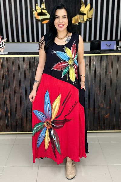 GÖKSEL Flower Printed Design Dress Plus Size