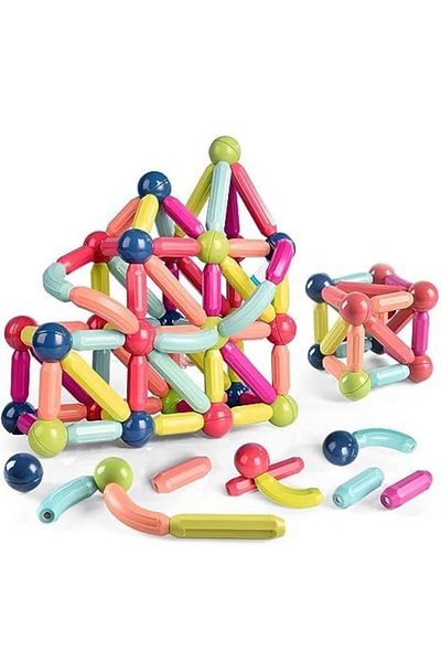 indiggo Magic Sticks Kids Construction Set, Includes 78 Pieces, Strong Magnets, Numerous Posi