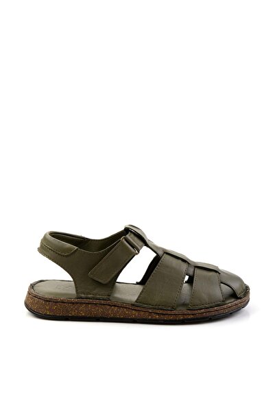 Bambi Haki Leather Erkek Sandalet E05433011043