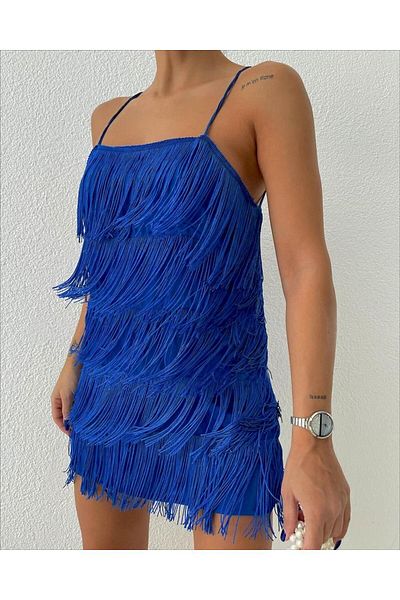 ALTAY TEKSTİL ÜRÜNLERİ 15 cm Fringe Ribbon Saks Blue (1 Meter)
