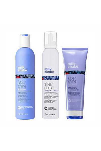 Milkshake Milk Shake Silver Shine Kit: Sampon 300ml + Balsam 250ml + Spuma Balsam 200ml pentru Par Blond