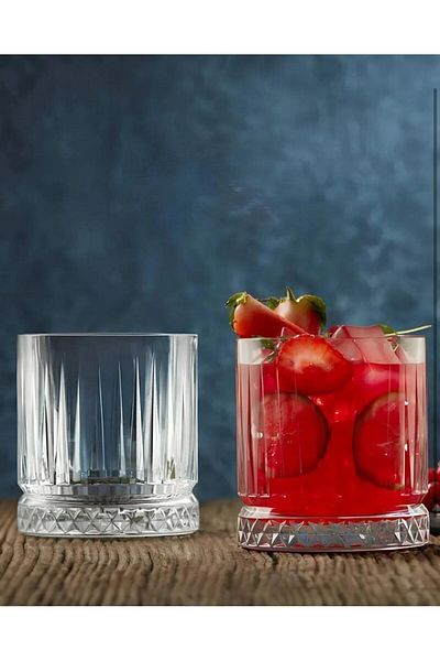 Snow Homs 2 Piece Water & Whiskey Glass Set - Stylish and Elegant Soft Drink Glass Design, Durable Glass
