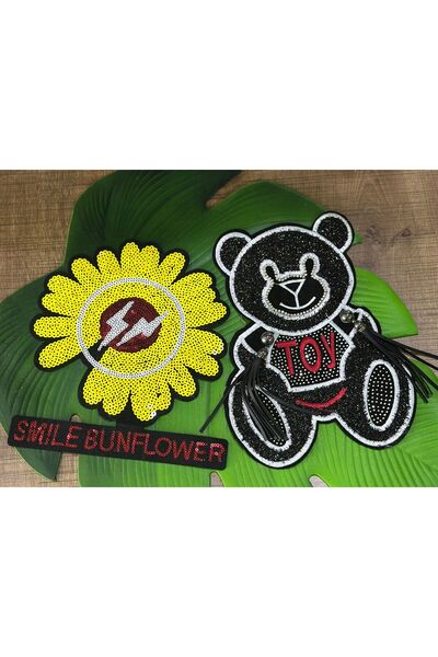 Gönülden Tasarım SET APPLICATIE DE BRODAT CU PAILLETE, SOARELĂ ȘI URS