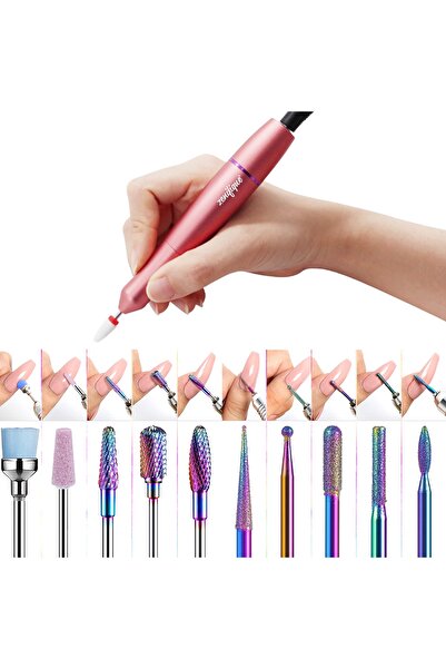 zenifique Manicure-Pedicure Nail File, Zenifique®, USB Cable Power, 30000 Rpm, Pink, 11 Heads