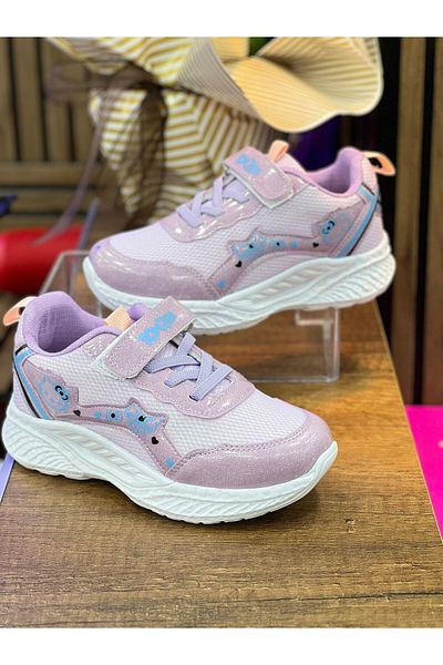 homiro Pantofi sport ortopedici pentru fete-Liliac-Turcoaz