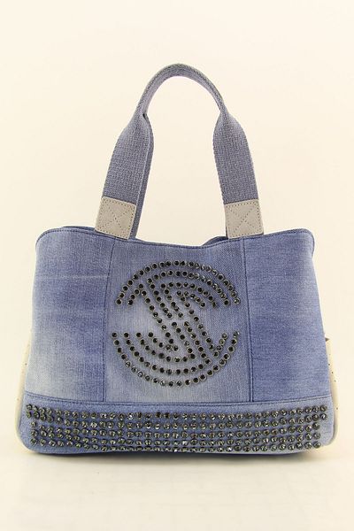 HNB Women's Light Gray Casual Retro Denim Multi-Eye Shoulder Bag