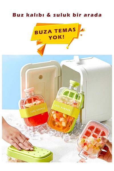 Beauty Collection Ice Molded Water Bottle Cold Drink Bottle with Ice Box