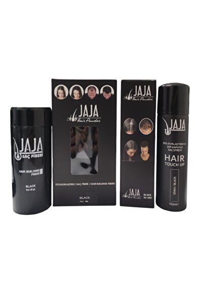 Jaja Fibers Saç Topiği Siyah 50 gr + Dolgunlaştırıcı Dip Kapatıcı Sprey Siyah...