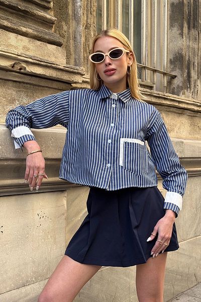 MAMAYAGA Bluză cu mânecă lungă cu mânecă lungă, cu design special, Garni, cămașă scurtă