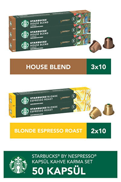 Starbucks Nespresso Uyumlu Kapsül By Nespresso House Blend 30’lu, Blonde Espr...