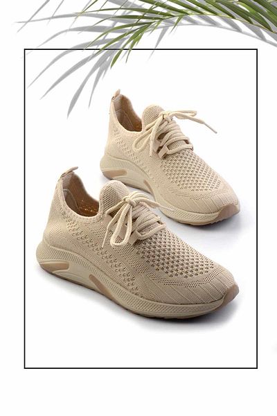 Bambi Beige Knitwear Women's Sneaker K01590010182