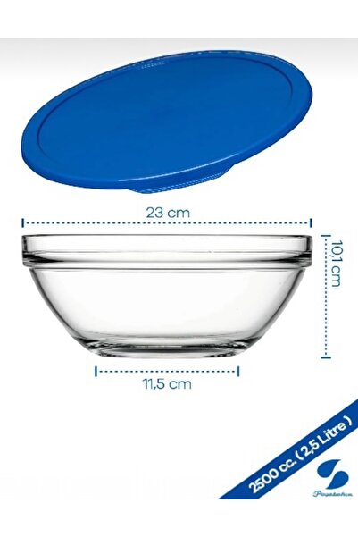 Paşabahçe Large Glass Storage Pot Glass Mixing Pot Lid 2.5Lt