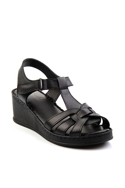 Bambi Black Leather Women's Sandals K05552000503