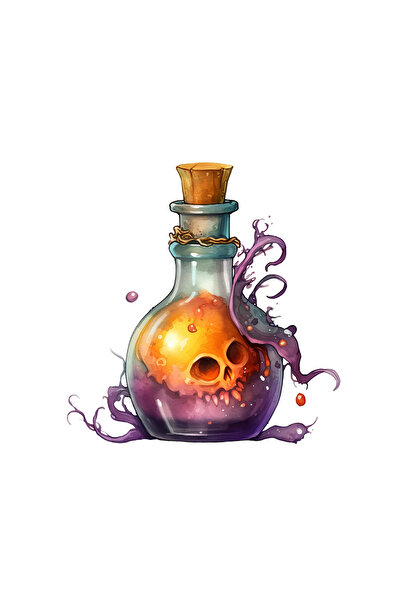 INOVATIX Set de 8 autocolante Halloween, sticlă de poțiune magică mov cu cran...