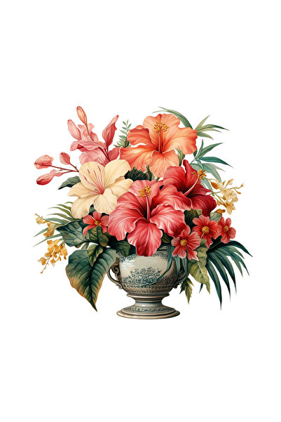 INOVATIX Set de 8 autocolante pentru ghiveci cu hibiscus, INOVATIX®. 6 cm