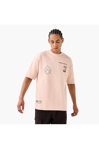 SP Characters Rick and Morty Print Round Neck T-shirt with Short Sleeves