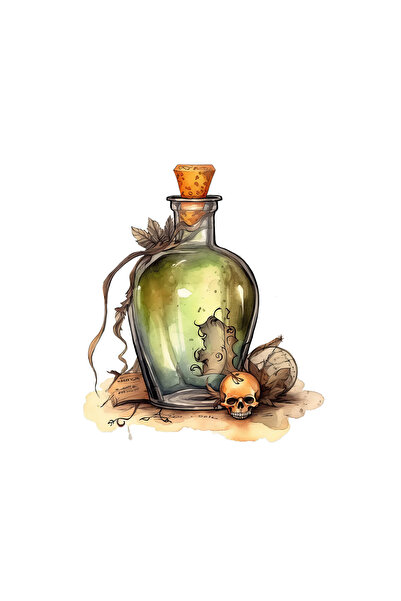 INOVATIX Set de 8 autocolante Halloween, sticlă de poțiune magică verde cu cr...
