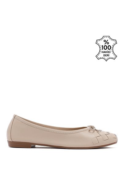 Sole Sisters Genuine Leather Nude Women's Ballerinas - Karon