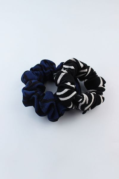 İLKYAZ Double Patterned Knitwear Fabric Rubber Buckle Set Bagel Buckle - Navy Blue, Black