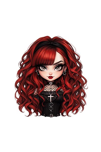 INOVATIX Set de 8 autocolante Halloween, fată cu părul roșu, INOVATIX®. 6 cm