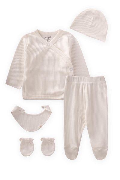 Cigit Patterned Hospital Release Newborn Off White