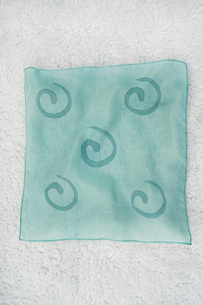 Defne&Apollon İpekçilik 100% Pure Silk Hand Painting Square Scarf - 55 X 55 Design - Ocean