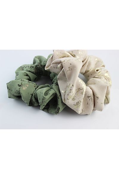 İLKYAZ Double Glitter Soft Fabric Rubber Buckle Set Bagel Buckle - Çağla, Bone
