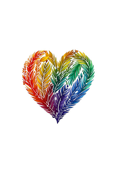 INOVATIX Set de 8, autocolant inimă curcubeu natură, INOVATIX®. 6 cm