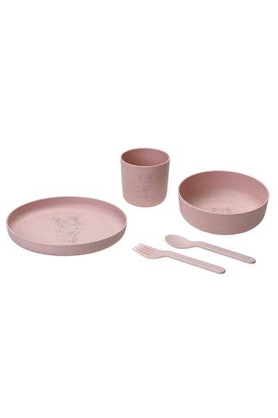 Parfait 5-Piece My Lovely Cat Printed Kids Dining Set Pink